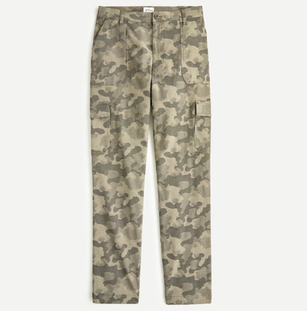 J. Crew Womens High Rise Jacquard Camo Cargo Pants Size 25 Grunge Y2K 90s Prep